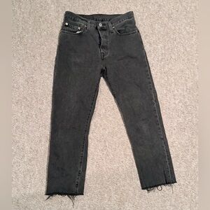 Levi's Women’s Black straight leg 501 Jean raw hem